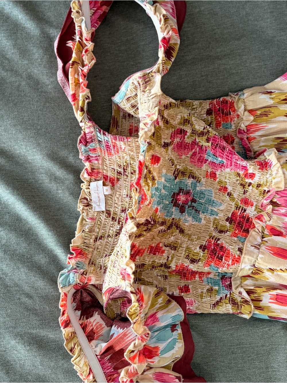 House of Harlow 1960 Multicolor Ruffle Smocked Maxi Dress - Picture 7 of 9